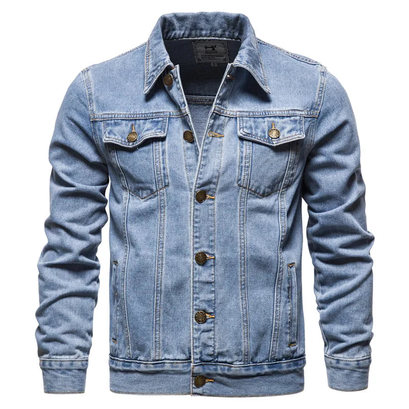 Denim Jacket Men Fashion Motorcycle Jeans Jackets Mens Causal Oversized Cotton Casual Black Blue Denim Jacket Man Outerwear Coat