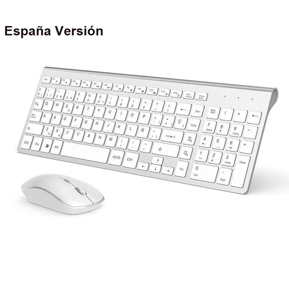 Jomaa Spain Keyboard and Mouse Set for Computer Laptop Desktop Wireless Keyboard and Mouse Comb Ergonomic Design Noiseless Click