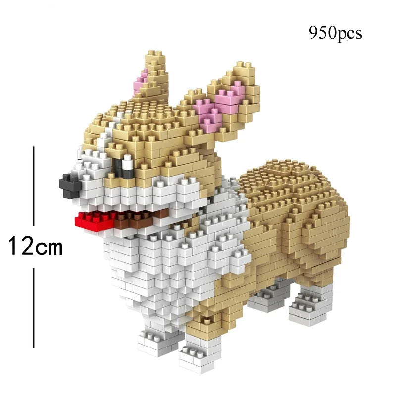 Knew Built Corgi Dog Micro Mini Building Blocks Toys: Adorable Model for Pet Lovers, Recreation, Perfect Display and Gift Idea