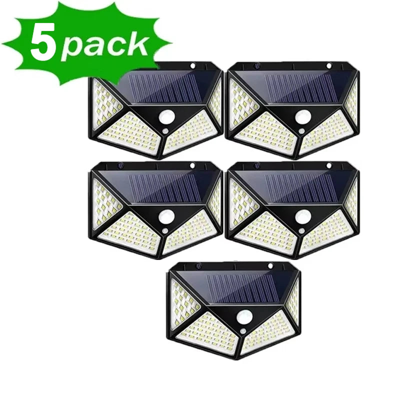 1/2/4/6/10PCS 100 LED Solar Wall Lamp 4 Sides Luminous With Motion Sensor Outdoor Garden Courtyard Waterproof Wall Lights Gifts