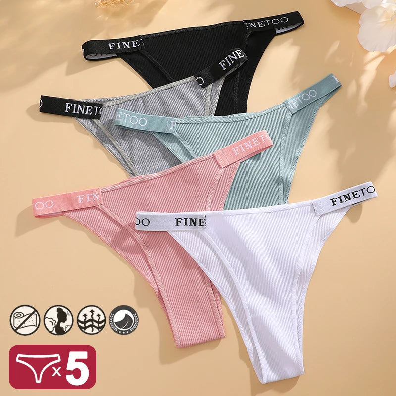 5PCS/Set Sexy Lingerie Women Cotton Panties Finetoo Letter Low Waist Female Briefs Underwear Comfort Underpants Women Intimates
