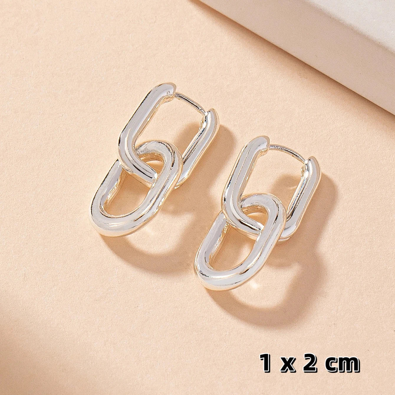 Stainless Steel Fashion Gold Color Geometric Square Hoop Earrings for Women Huggie Punk Hip-Hop Metal Round Circle Party Jewelry