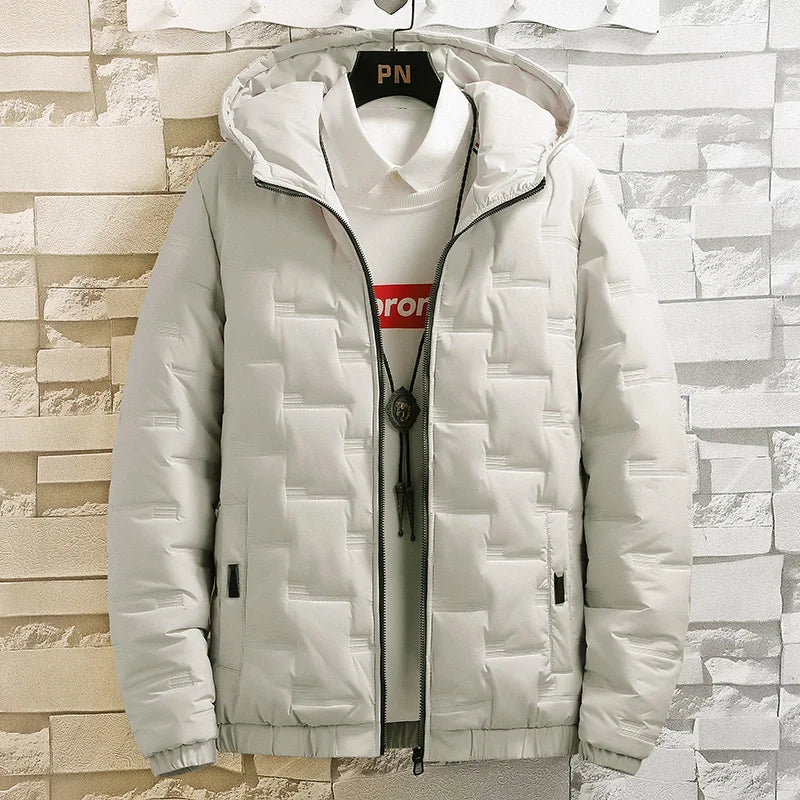 Winter Mens White Duck Down Jacket Warm Hooded Thick Slim Fit Puffer Jacket Coat Male Casual High Quality Overcoat Thermal
