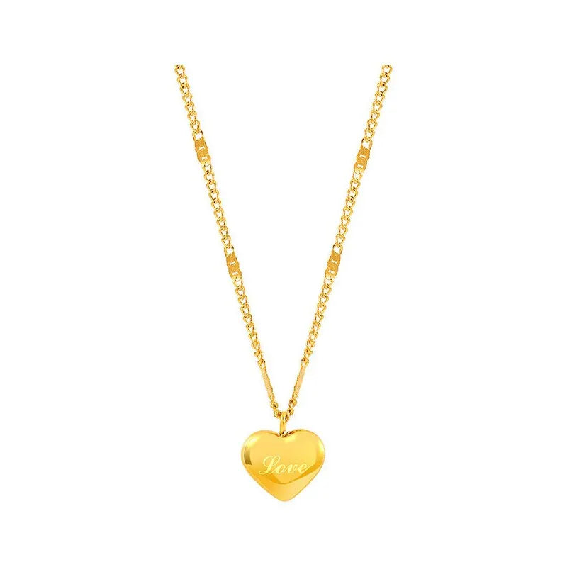 1pcs Gold-color Necklace Ms Simple Fashion Peach Heart Engraved Love Collarbone Chain Holiday Gifts