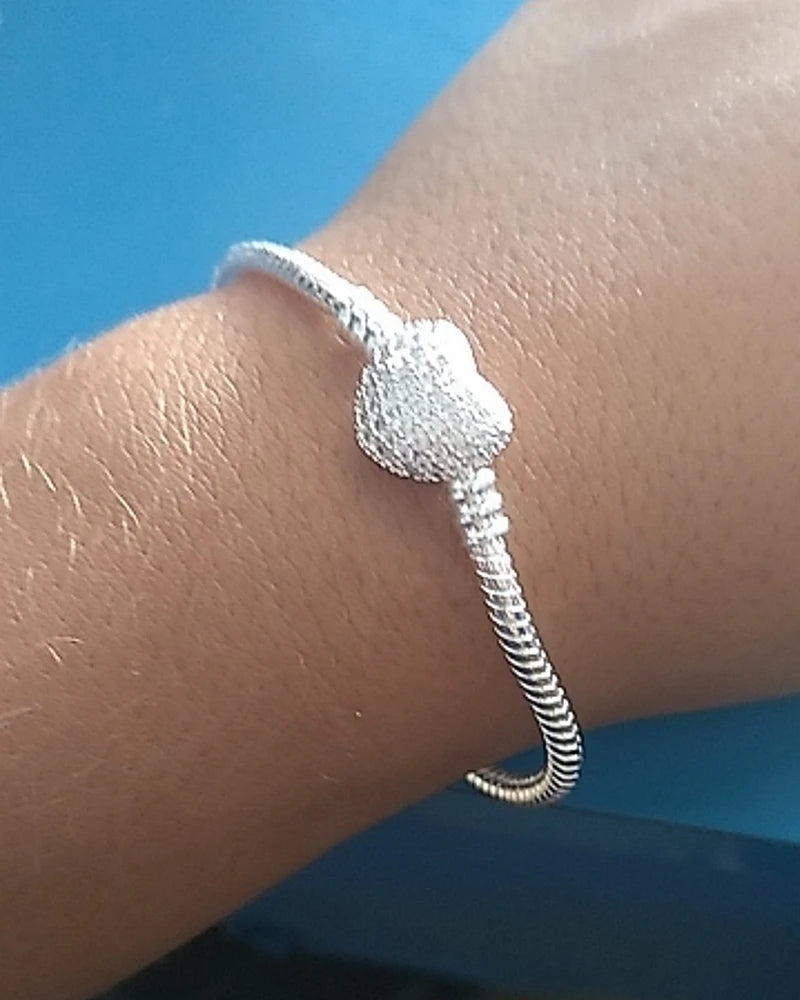 Hot Sale New Silver Color Bracelet Shiny Zircon Heart Bracelet Love Bracelet For Women Fit Original Charm Jewelry Gift