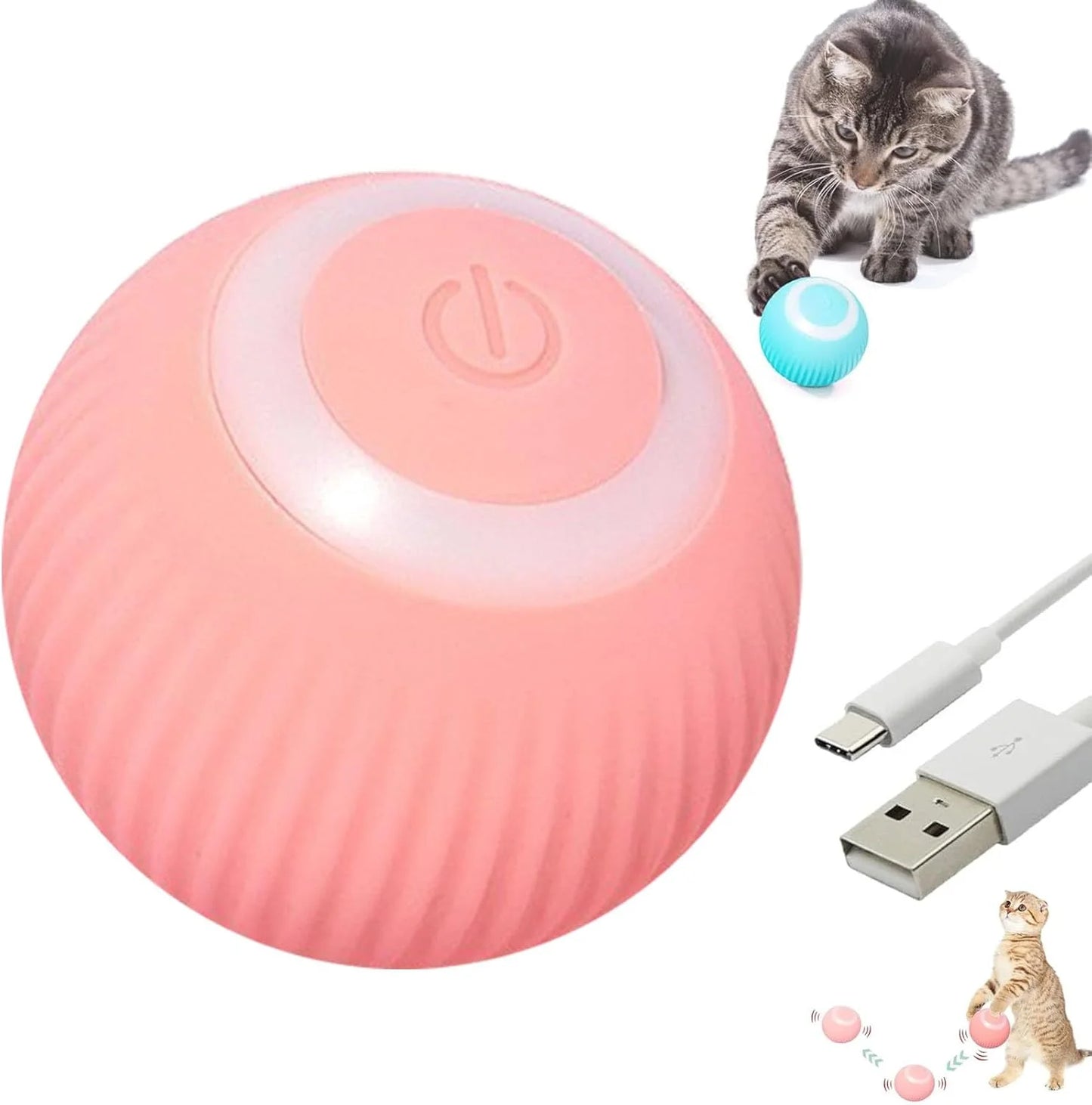 Power Ball Cat Toy, Interactive Cat Smart Ball Toy, Automatic Power Rolling Ball, Indoor Smart Pet Toy Ball with USB Charging