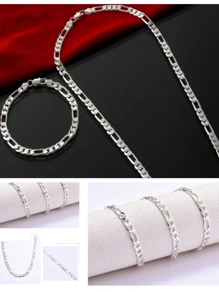 Necklace '16-30inch' Bracelet/8in Two-piece Set of Three-room Silver-plated Jewelry Punk Chain