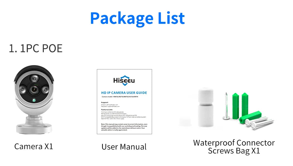 Hiseeu 5MP Audio IP Security Surveillance Camera POE H.265 Outdoor Waterproof IP66 CCTV Camera P2P Video Home for POE NVR