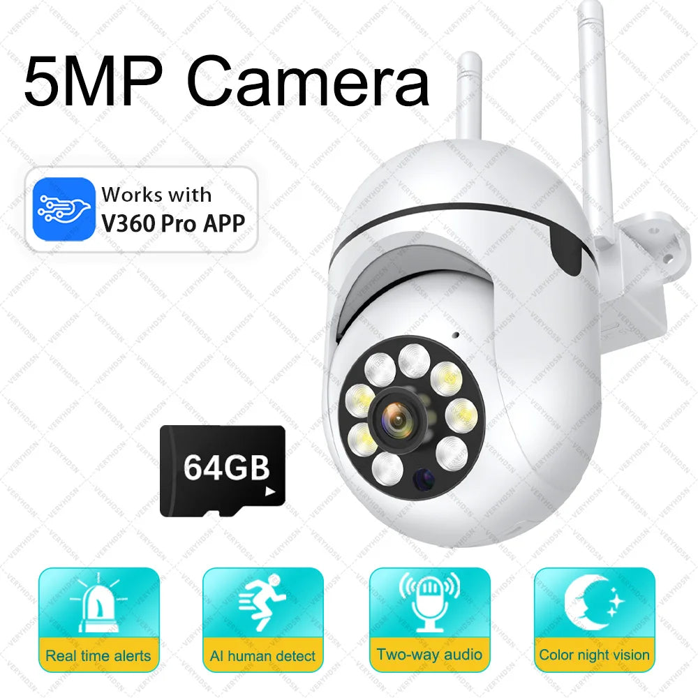 8MP WiFi Camera 4x Digital Zoom Full Color Night Vision PTZ CCTV Security Surveillance IP Camera Outdoors Wireless Video monitor