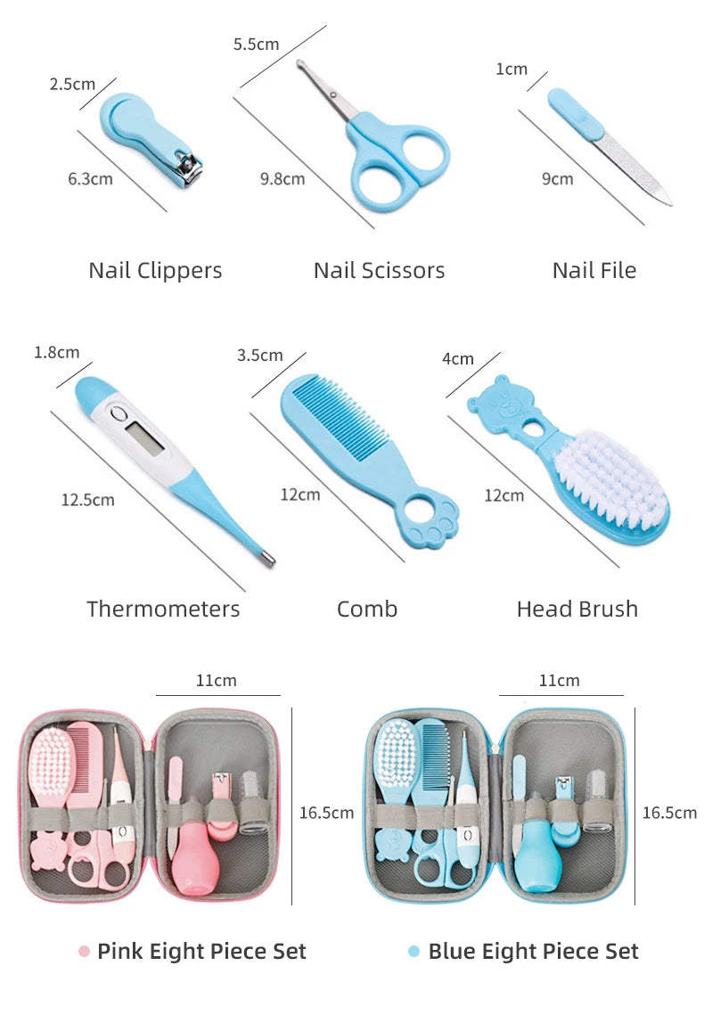 8PCS Child Care Cleaning Set Nail Clippers Comb Massage Soft Bristle Brush Set Kit