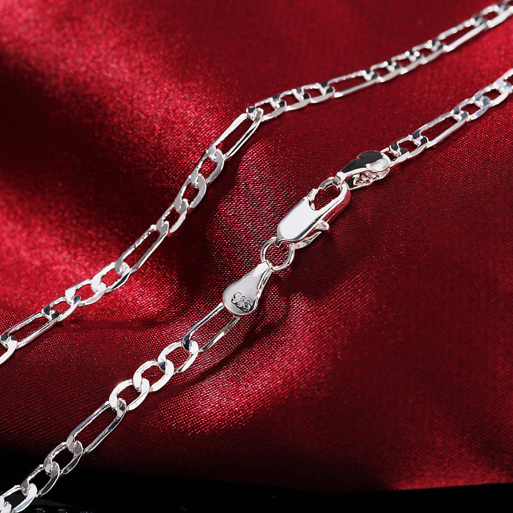 New Arrive 925 Silver 4MM Chain for Men Women Bracelet Necklace Jewelry Set Lady Christma Gifts Charms Wedding
