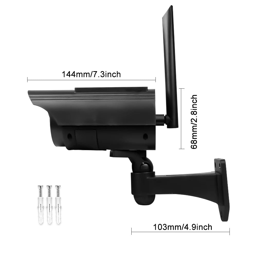 Outdoor Motion Sensor Solar Lights Dummy Decoy Fake Camera Waterproof Automatic Rotation Fake CCTV Monitoring For Porch Garden