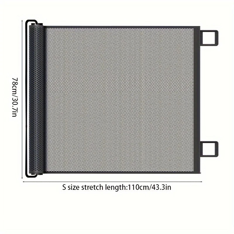 Easy To Install Black Pet Door Without Drilling - Retractable Safety Fence for Indoor Stairs, Dog and Pet Fences