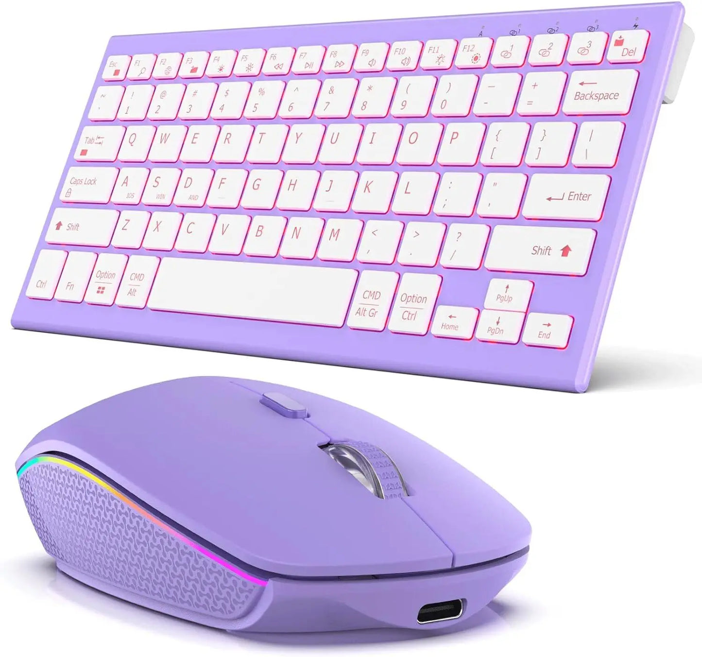 Wireless Keyboard Mouse, Ultra Slim Bluetooth 2.4G Slient Wireless Keyboard and Mouse Combo with Backlit, Multi-Device Keyboard