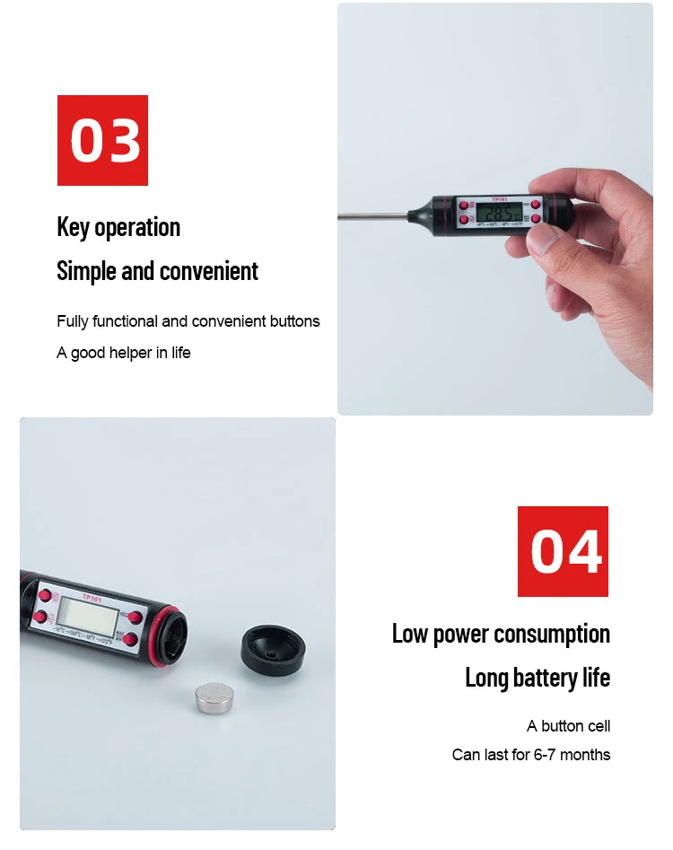Food Baking Digital Kitchen Thermometer Electronic Probe Type Liquid Barbecue BBQ Temperature Measuring Pen