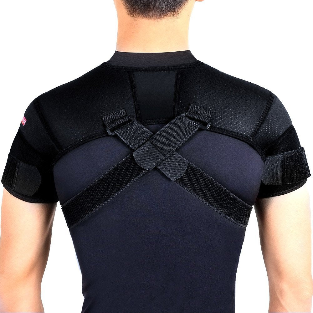 S-3XL Neoprene Double Shoulder Support Brace Strap Wrap Protector by Kuangmi