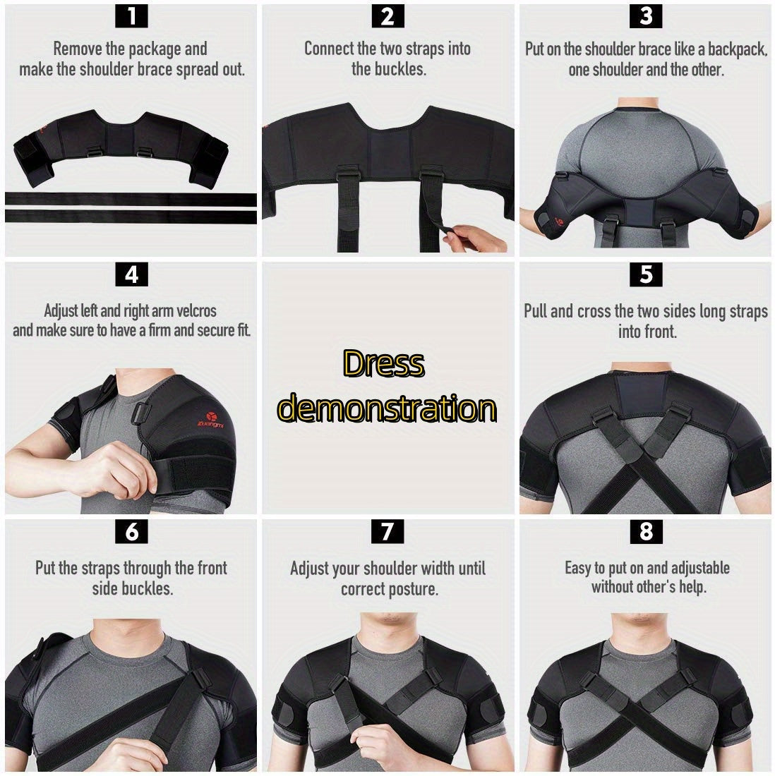 S-3XL Neoprene Double Shoulder Support Brace Strap Wrap Protector by Kuangmi