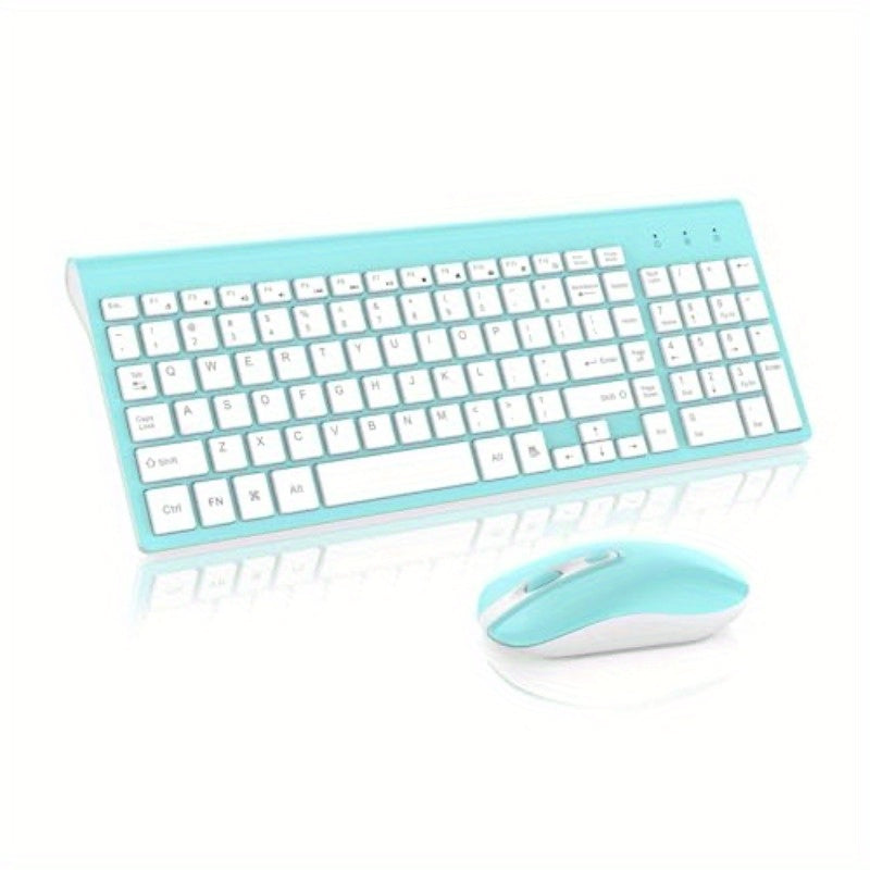 Wireless Keyboard and Mouse Combo, Compact Full Size Wireless Computer Keyboard and Mouse Set 2.4G Ultra-Thin Sleek Design for Windows, Computer, Desktop, PC, Notebook, Laptop