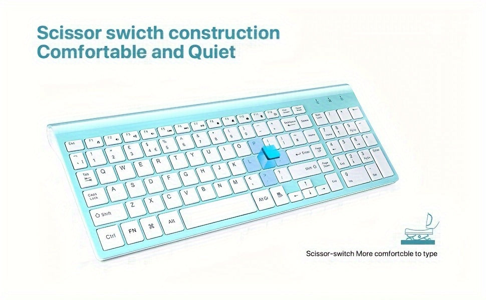 Wireless Keyboard and Mouse Combo, Compact Full Size Wireless Computer Keyboard and Mouse Set 2.4G Ultra-Thin Sleek Design for Windows, Computer, Desktop, PC, Notebook, Laptop