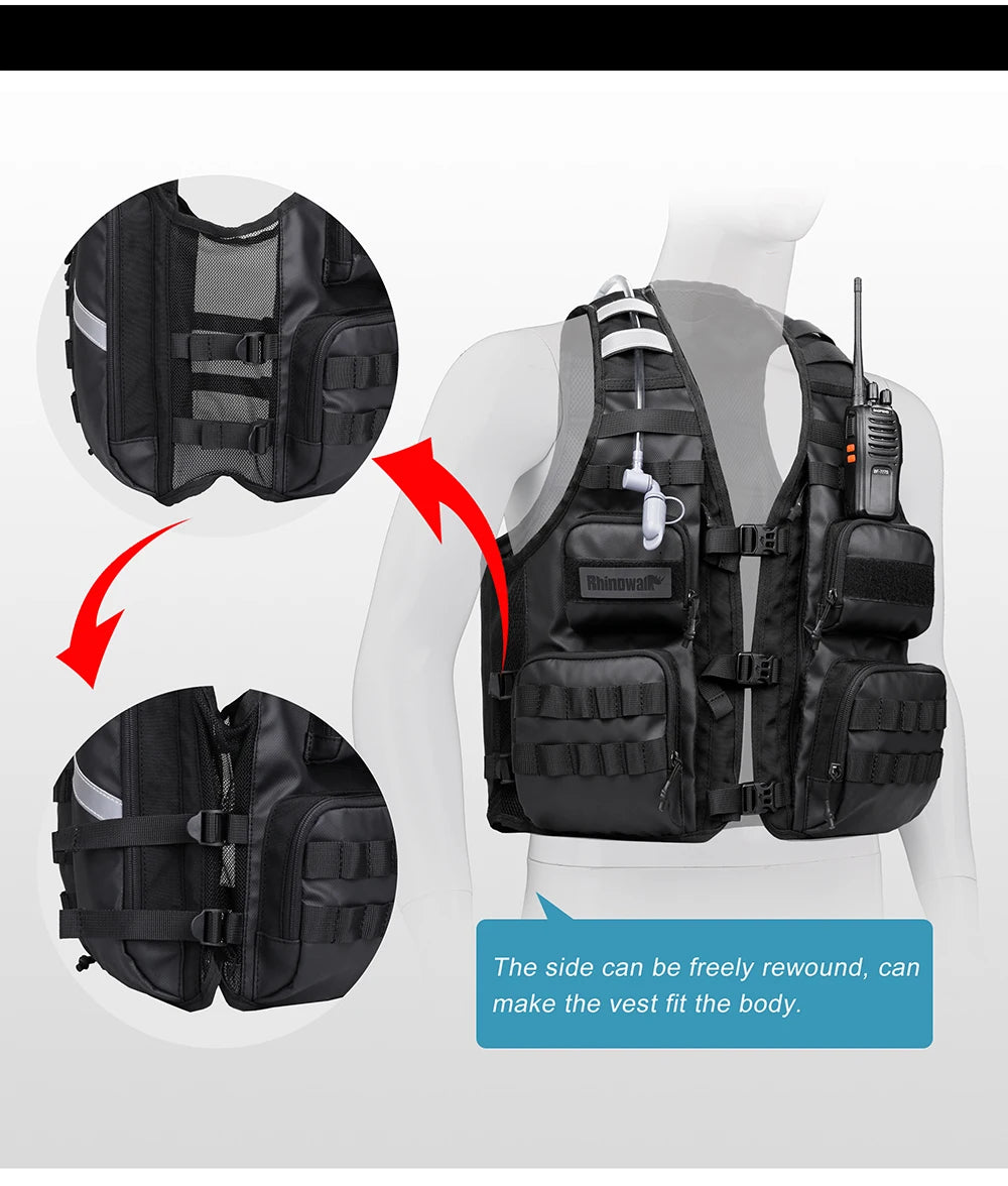 Moto Vest Mens Motorcycle Jacket Breathable Motorbike Jacket Night Work High Visibility Reflective Safety Jacket With Water Bag