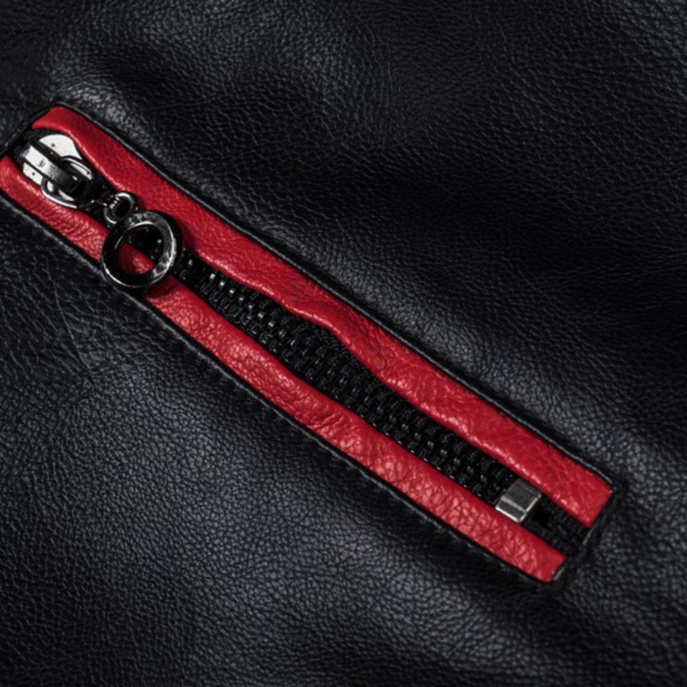 Men's Winter Pu Jacket Motorcycle Waterproof Cool Contrast Colors Classic Biker Leather Jacket Aviator Motor Autumn Coat