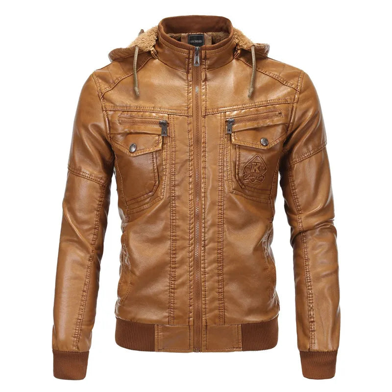 COLDKER Fashion Men's PU Leather Jacket new For Male Fitness Suede Jacket chaqueta cuero Casual Coat Clothing for man