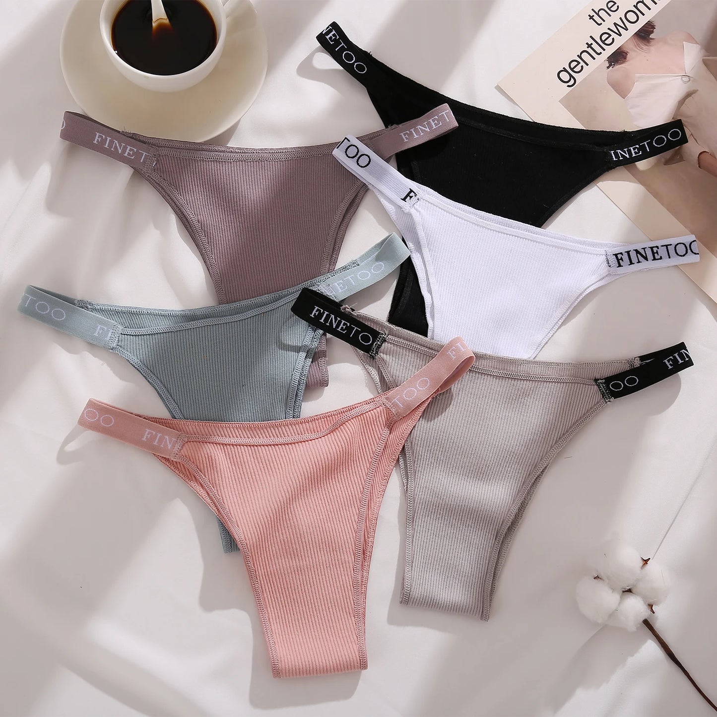 5PCS/Set Sexy Lingerie Women Cotton Panties Finetoo Letter Low Waist Female Briefs Underwear Comfort Underpants Women Intimates