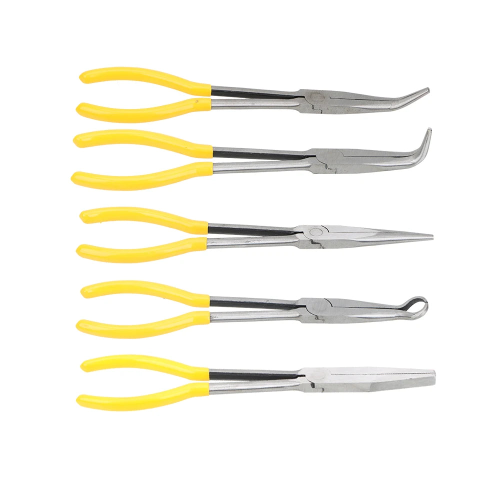 DIY Extra Long Nose Pliers Straight Bent Tip Mechanic Equipment Hand Removal Tools Spanner Clips Auto Care Kit Car Accessories