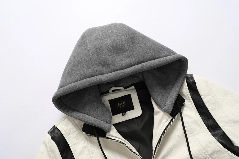 Autumn Winter Bomber Leather Jacket Men Scorpion Embroidery Hooded Jacket PU Leather Motorcycle Mens Ryan Gosling Drive Jacket