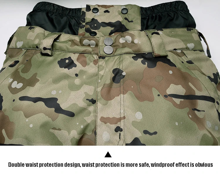 New Mens Camouflage Ski Suit Waterproof Breathable Snowboard Jacket Winter Snow Pants Suits Male Skiing and Snowboarding Sets