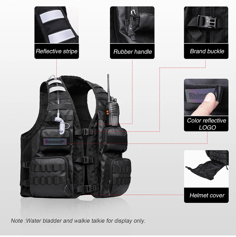 Moto Vest Mens Motorcycle Jacket Breathable Motorbike Jacket Night Work High Visibility Reflective Safety Jacket With Water Bag