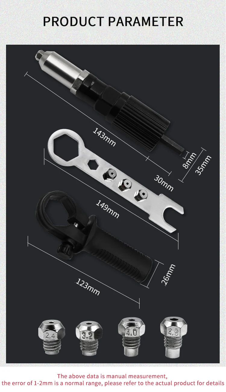 Professional Electric Rivet Nut Gun Machine Core Pull Accessories Cordless Riveting Gun Drill Adapter  Insert Nut Tools