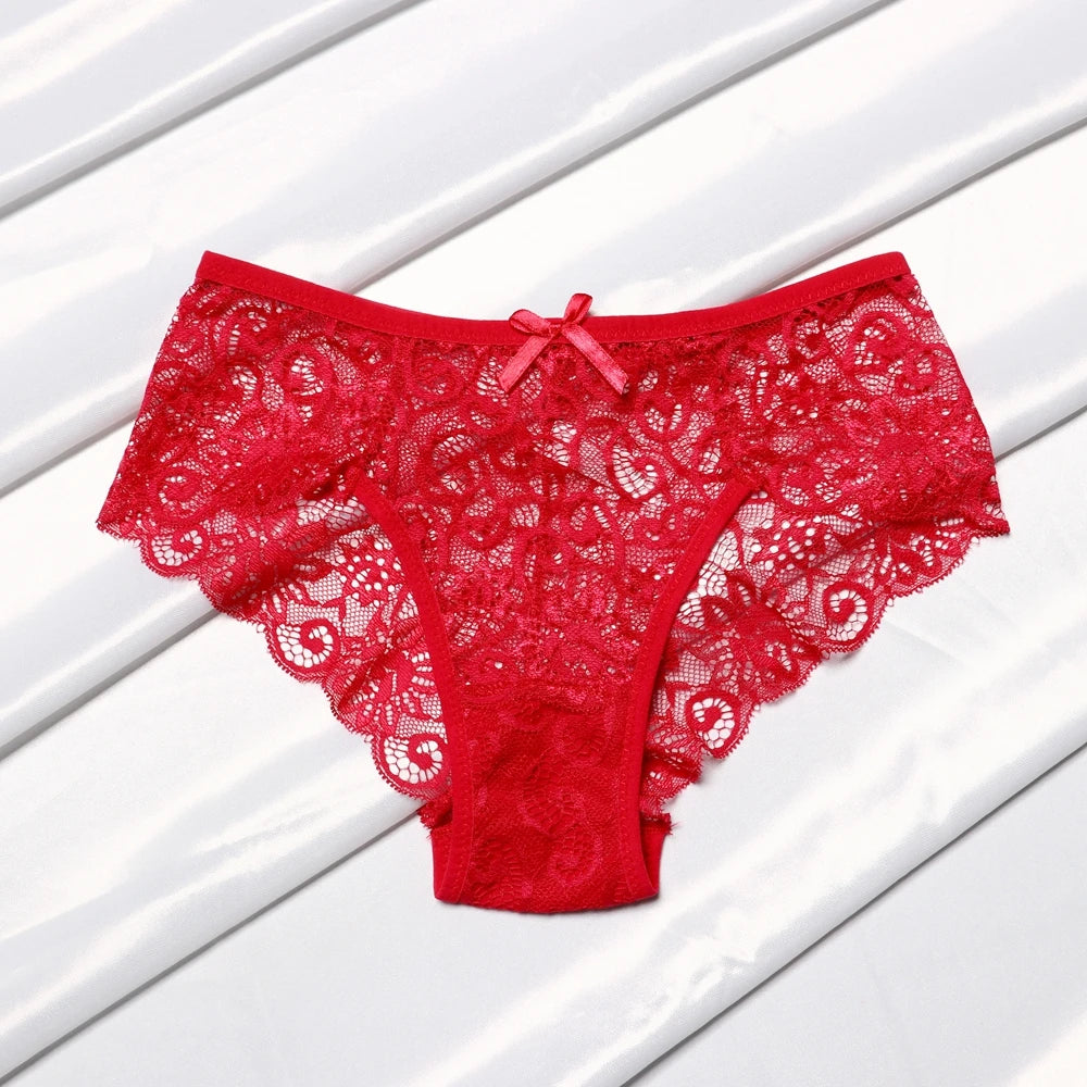 4Pcs Woman Sexy Lace Panties Female Briefs Underwear For Women Breathable Panty Hollow Lingerie Briefs Bow Underpants