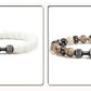Natural Volcanic Stone Bracelet Men Matte Black Lave White Beads Charm Dumbbell Strand Bracelets Women Barbell Fitness Jewelry