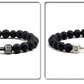Natural Volcanic Stone Bracelet Men Matte Black Lave White Beads Charm Dumbbell Strand Bracelets Women Barbell Fitness Jewelry