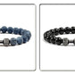 Natural Volcanic Stone Bracelet Men Matte Black Lave White Beads Charm Dumbbell Strand Bracelets Women Barbell Fitness Jewelry