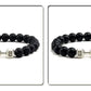 Natural Volcanic Stone Bracelet Men Matte Black Lave White Beads Charm Dumbbell Strand Bracelets Women Barbell Fitness Jewelry