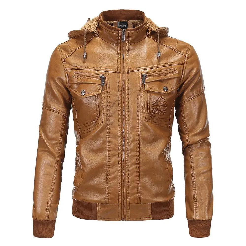 COLDKER Fashion Men's PU Leather Jacket new For Male Fitness Suede Jacket chaqueta cuero Casual Coat Clothing for man