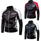 Men's Winter Pu Jacket Motorcycle Waterproof Cool Contrast Colors Classic Biker Leather Jacket Aviator Motor Autumn Coat