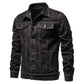 Denim Jacket Men Fashion Motorcycle Jeans Jackets Mens Causal Oversized Cotton Casual Black Blue Denim Jacket Man Outerwear Coat