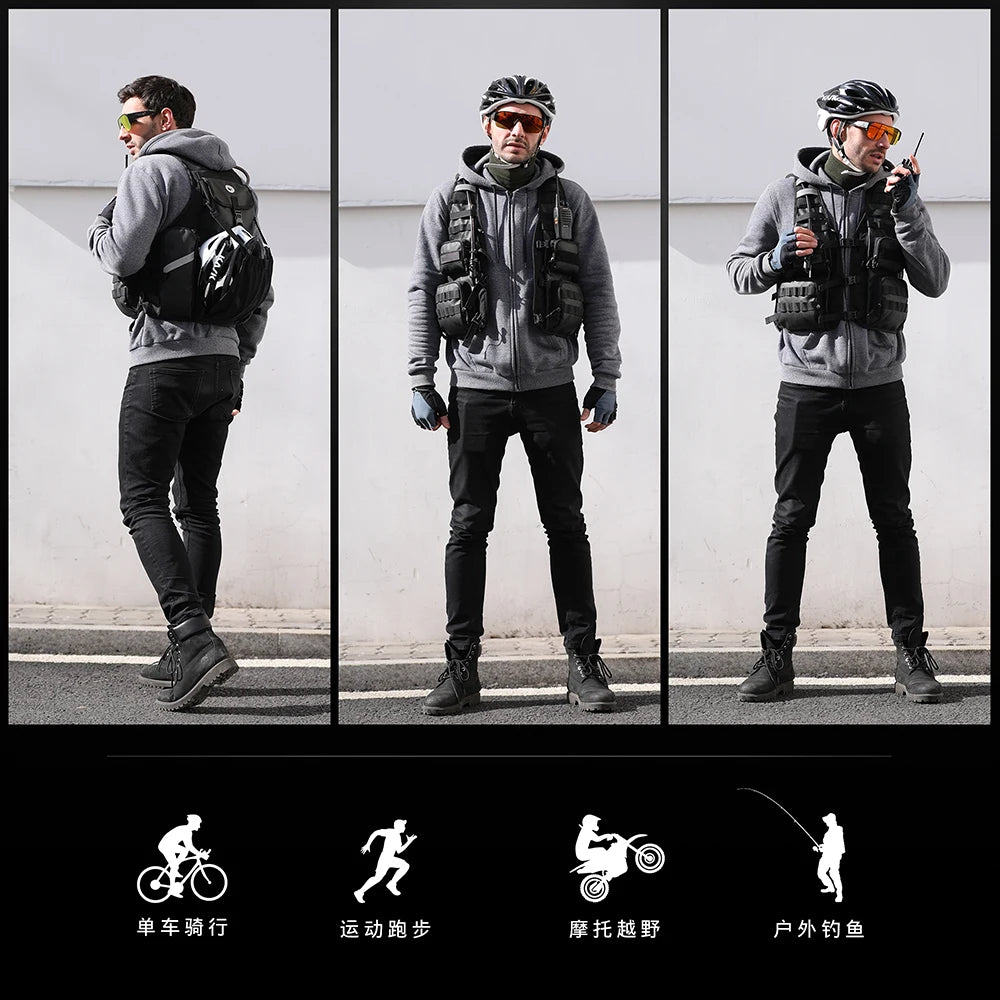 Moto Vest Mens Motorcycle Jacket Breathable Motorbike Jacket Night Work High Visibility Reflective Safety Jacket With Water Bag