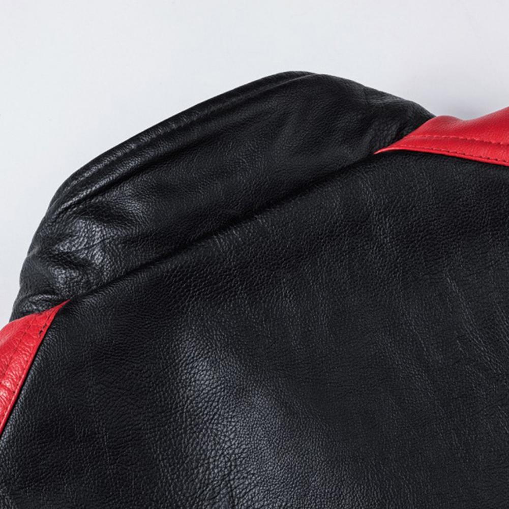 Men's Winter Pu Jacket Motorcycle Waterproof Cool Contrast Colors Classic Biker Leather Jacket Aviator Motor Autumn Coat