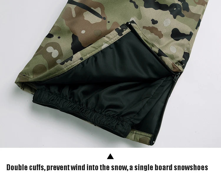 New Mens Camouflage Ski Suit Waterproof Breathable Snowboard Jacket Winter Snow Pants Suits Male Skiing and Snowboarding Sets