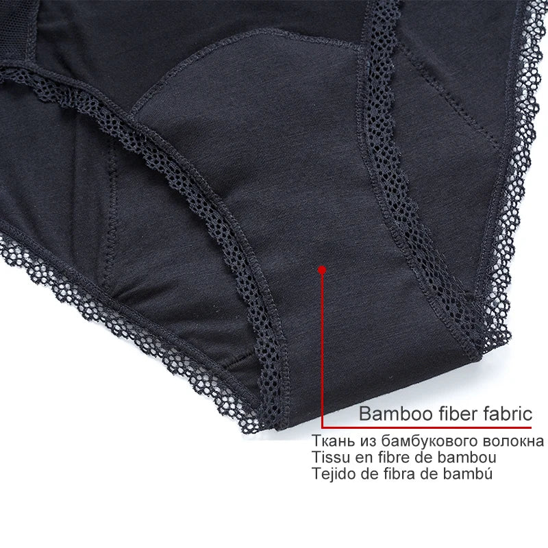 Women Menstrual Period Panties Underwear 4 Layers Plus Size Heavy Flow Absorbency Leakproof Physiological Sanitary Lingerie