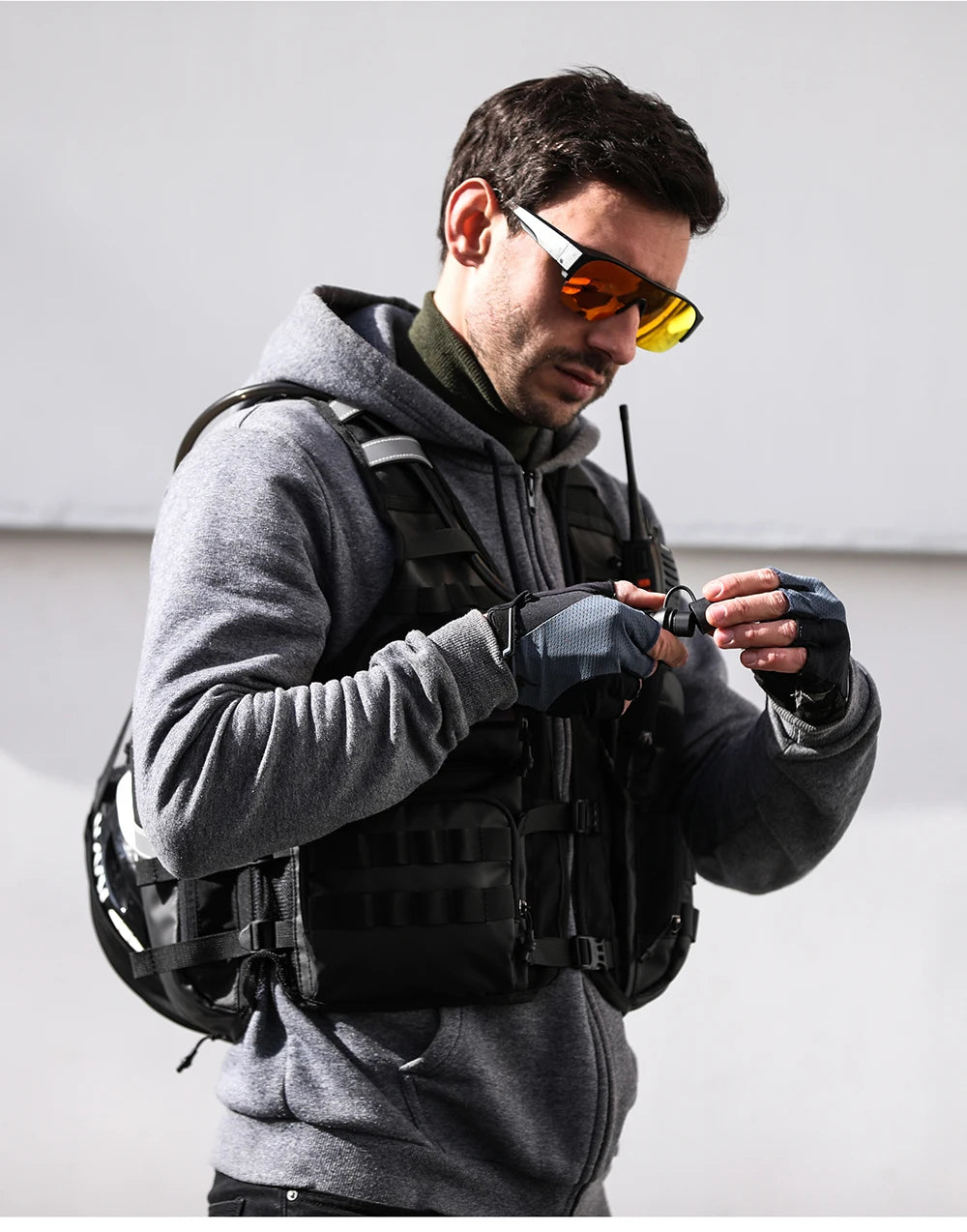 Moto Vest Mens Motorcycle Jacket Breathable Motorbike Jacket Night Work High Visibility Reflective Safety Jacket With Water Bag