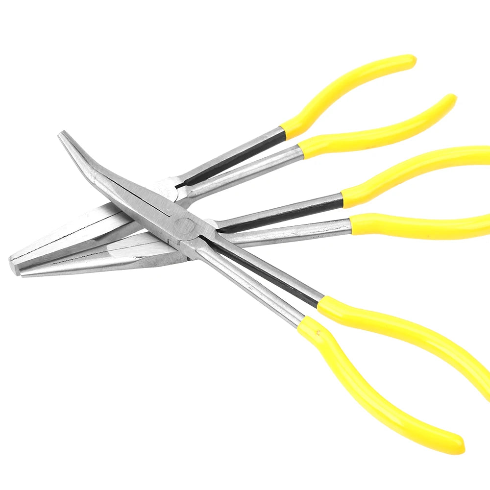DIY Extra Long Nose Pliers Straight Bent Tip Mechanic Equipment Hand Removal Tools Spanner Clips Auto Care Kit Car Accessories