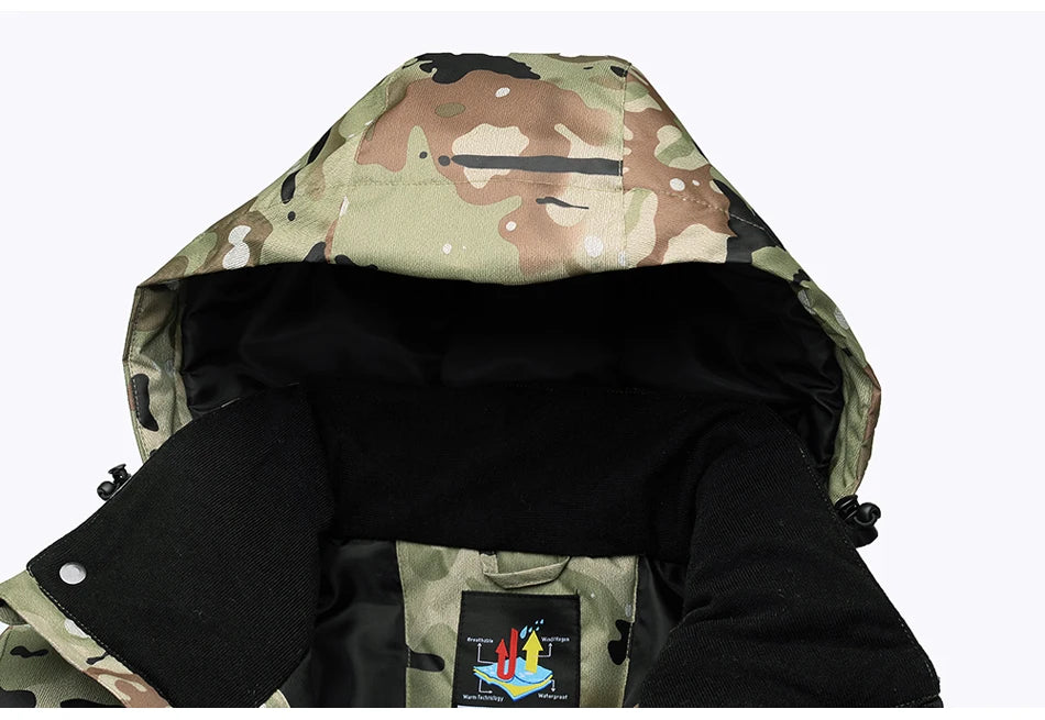 New Mens Camouflage Ski Suit Waterproof Breathable Snowboard Jacket Winter Snow Pants Suits Male Skiing and Snowboarding Sets