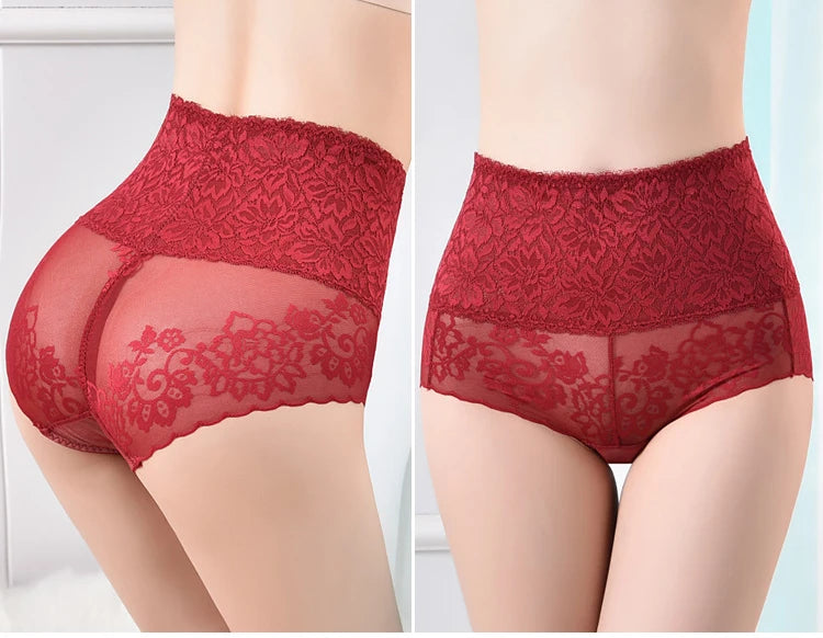 Women's underwear sexy  lace high waist elastic female panties antibacterial transparent  high quality ladies lingerie