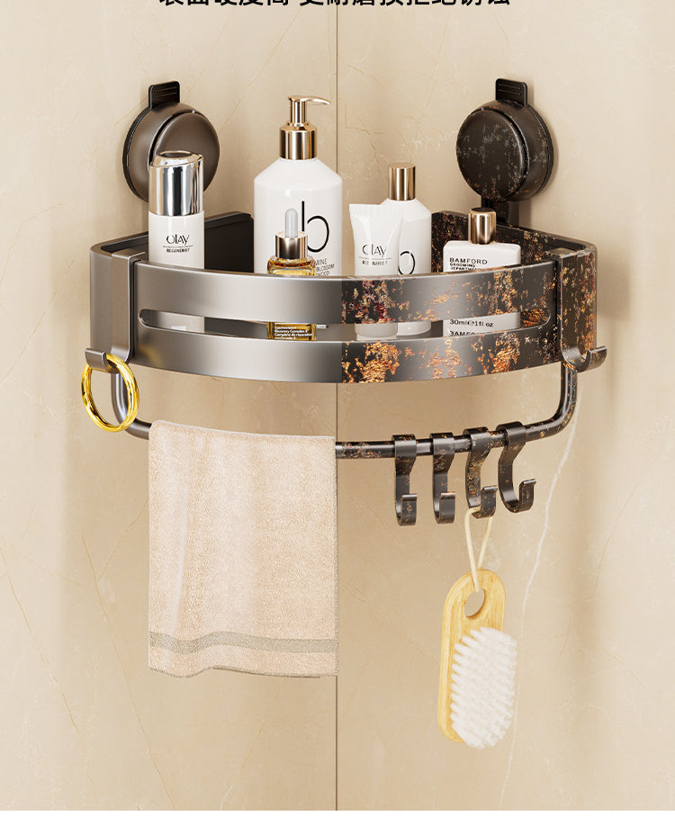 Wall-Mounted Wash Basin Toilet Triangle Basket Shelf Suction Cup