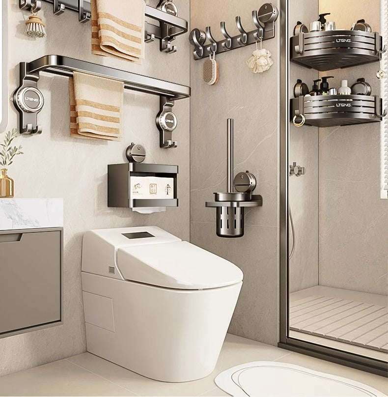 Suction Cup Towel Rack Punch-Free Toilet Bathroom Storage Rack Integrated Wall-Mounted Toilet Bath Storage Bath Towel Rack